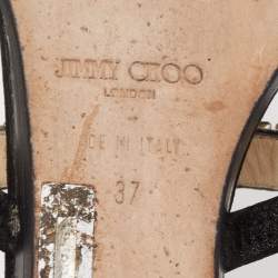 Pre Owned Jimmy Choo Black Suede Crystal Embellished Flat Sandals Size 37