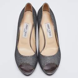 Jimmy Choo Silver Glitter Dahlia Platform Pumps Size 40