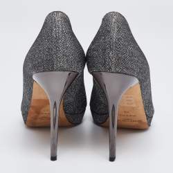 Jimmy Choo Silver Glitter Dahlia Platform Pumps Size 40