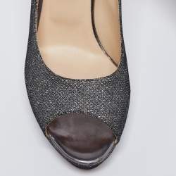 Jimmy Choo Silver Glitter Dahlia Platform Pumps Size 40