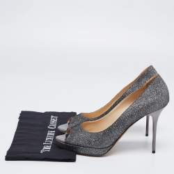 Jimmy Choo Silver Glitter Dahlia Platform Pumps Size 40