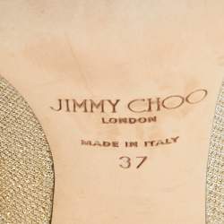 Pre Owned Jimmy Choo Gold Lurex Fabric Vesna Pumps Size 37
