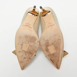 Pre Owned Jimmy Choo Gold Lurex Fabric Vesna Pumps Size 37