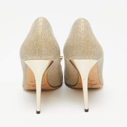 Pre Owned Jimmy Choo Gold Lurex Fabric Vesna Pumps Size 37