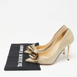 Pre Owned Jimmy Choo Gold Lurex Fabric Vesna Pumps Size 37