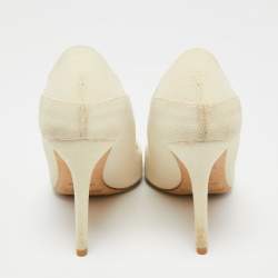Jimmy Choo Cream Texture Leather Tamika Pumps Size 35.5