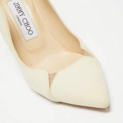 Jimmy Choo Cream Texture Leather Tamika Pumps Size 35.5