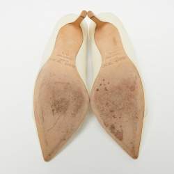 Jimmy Choo Cream Texture Leather Tamika Pumps Size 35.5