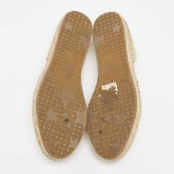 مملوكة مسبقًا Jimmy Choo Gold Embossed Laminated Leather Dreya Flat Espadrilles Size 38.5