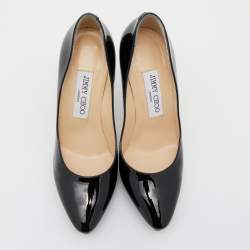Pre Owned Jimmy Choo Black Patent Leather Anouk Pointed Toe Pumps Size 36
