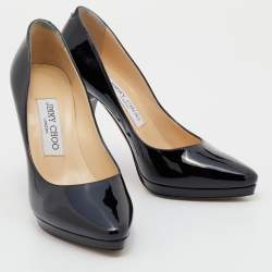 Pre Owned Jimmy Choo Black Patent Leather Anouk Pointed Toe Pumps Size 36