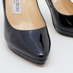 Pre Owned Jimmy Choo Black Patent Leather Anouk Pointed Toe Pumps Size 36
