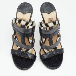 Jimmy Choo Multicolor Python/Calfhair and Leather Sandals Size 35.5