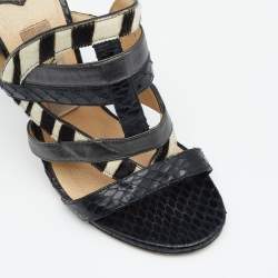 Jimmy Choo Multicolor Python/Calfhair and Leather Sandals Size 35.5