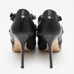 Pre Owned Jimmy Choo Black Leather Cross Strap Jazz Pumps Size 38.5