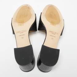 Pre Owned Jimmy Choo Black Croc Embossed Leather Minea Open Toe Sandals Size 39