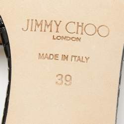 Pre Owned Jimmy Choo Black Croc Embossed Leather Minea Open Toe Sandals Size 39