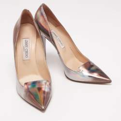 Pre Owned حذاء كعب عالي جيمي تشو أفريل جلد متقزح متعدد الألوان مقاس 40