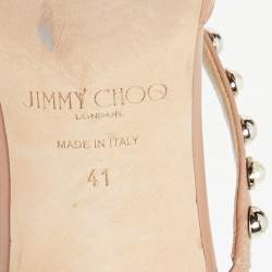 Pre Owned Jimmy Choo Dusty Pink Leather Ros Mule Sandals Size 41