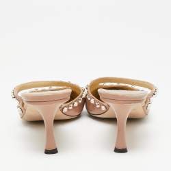 Pre Owned Jimmy Choo Dusty Pink Leather Ros Mule Sandals Size 41