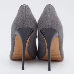 Jimmy Choo Grey/Black Wool and Patent Leather Pumps Size 39.5