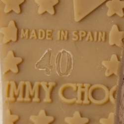 مملوكة مسبقًا صندل جيمي تشو لوسيا جلد فضي سيور متعاكسة كعب روكي فليني نعل سميك مقاس 40