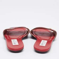 Jimmy Choo Red/Black Python Leather Nanda Flat Slides Size 36