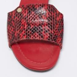 Jimmy Choo Red/Black Python Leather Nanda Flat Slides Size 36