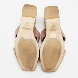 Pre Owned Jimmy Choo Pale Pink Leather Nevara Cork Platform Wedge Sandals Size 38.5