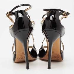 Pre Owned Jimmy Choo Black Patent Leather Lance Strappy Sandals Size 36