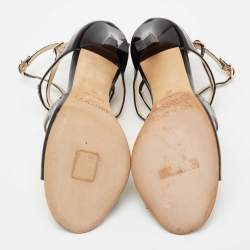 Pre Owned Jimmy Choo Black Patent Leather Lance Strappy Sandals Size 36