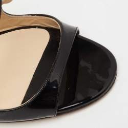 Pre Owned Jimmy Choo Black Patent Leather Lance Strappy Sandals Size 36