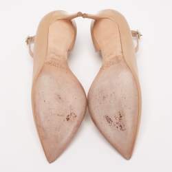 Pre Owned Jimmy Choo Beige Leather Lucy Ankle-Strap Pumps Size 35.5
