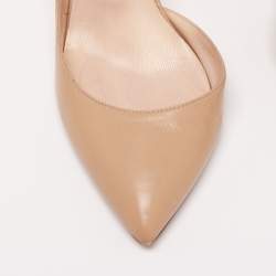 Pre Owned Jimmy Choo Beige Leather Lucy Ankle-Strap Pumps Size 35.5