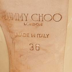 Pre Owned Jimmy Choo Beige Patent Leather Platform Round Toe Pumps Size 36