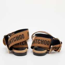 Pre Owned Jimmy Choo Brown/Black Fabric and Leather Breanne Flat Sandals Size 36
