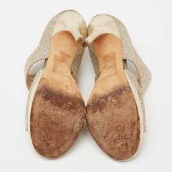 Pre Owned Jimmy Choo Gold/Silver Glitter Private Sandals Size 36.5
