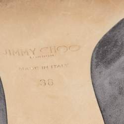 Pre Owned صندل سلايد جيمي تشو بنغ سويدي رصاصي مزين بالكريستال مقاس 38