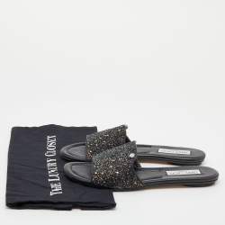 Pre Owned Jimmy Choo Multicolor Glitter And Leather Nanda Flats Size 39