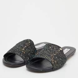 Pre Owned Jimmy Choo Multicolor Glitter And Leather Nanda Flats Size 39