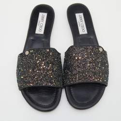 Pre Owned Jimmy Choo Multicolor Glitter And Leather Nanda Flats Size 39