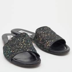 Pre Owned Jimmy Choo Multicolor Glitter And Leather Nanda Flats Size 39