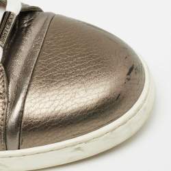 Pre Owned Jimmy Choo Metallic Grey Leather Ankle Length Boots Size 37