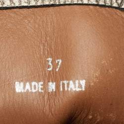 Pre Owned Jimmy Choo Metallic Grey Leather Ankle Length Boots Size 37