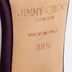 مملوكة مسبقًا Jimmy Choo Purple Satin Minny Ankle Strap Sandals Size 38.5