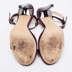 مملوكة مسبقًا Jimmy Choo Purple Satin Minny Ankle Strap Sandals Size 38.5
