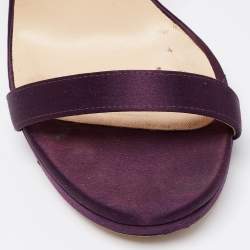 مملوكة مسبقًا Jimmy Choo Purple Satin Minny Ankle Strap Sandals Size 38.5