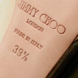 Pre Owned صندل جيمي تشو كلو جلد ميتالك ذهبي نعل سميك فتحة كعب مقاس 39.5