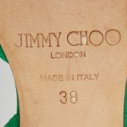 Pre Owned Jimmy Choo Green Suede Slingback Pumps Size 38