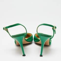 Pre Owned Jimmy Choo Green Suede Slingback Pumps Size 38